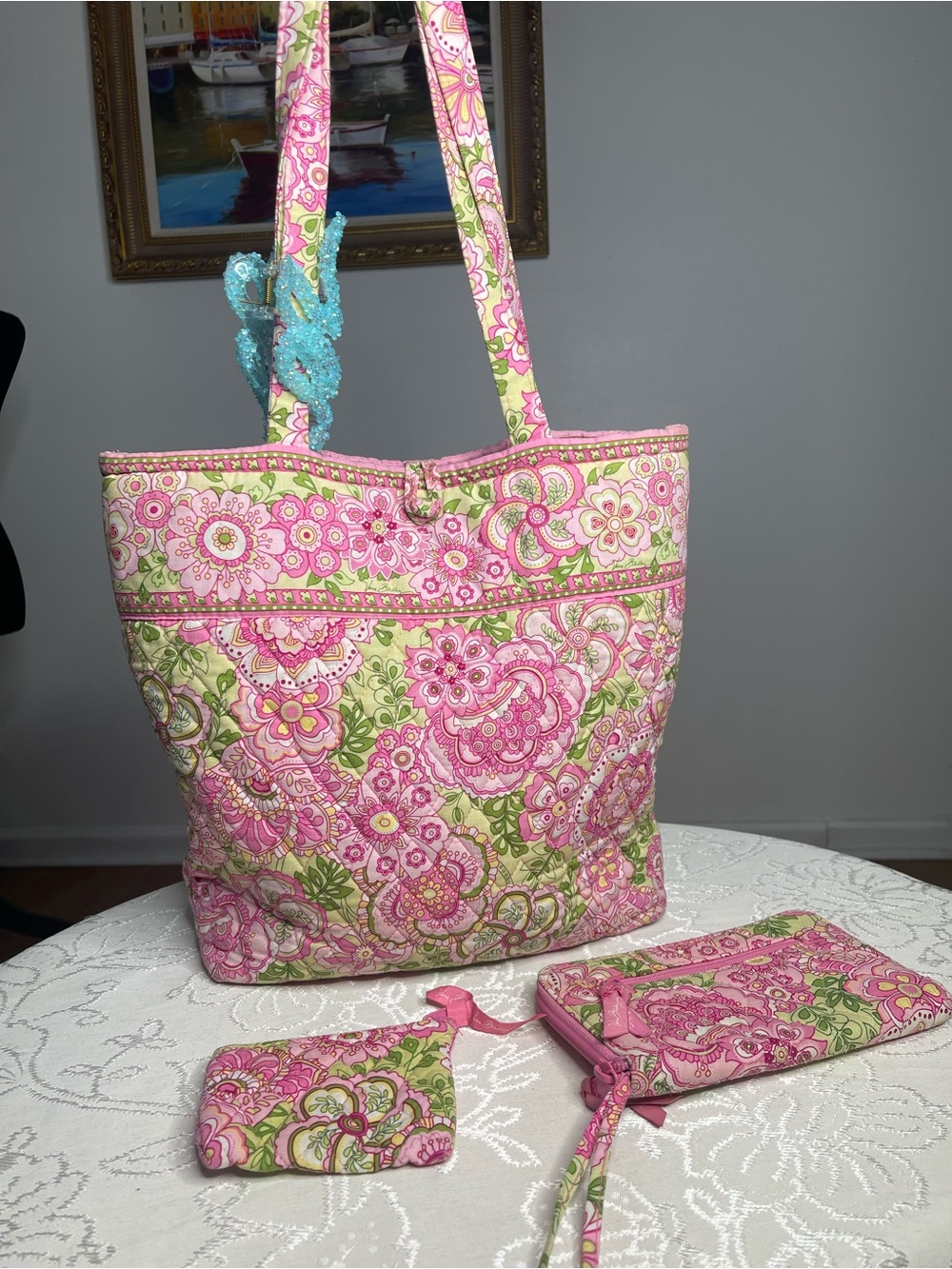 🌸 Vera Bradley Tote Bag & Matching Pouches Set in "Petal Pink" 🌸